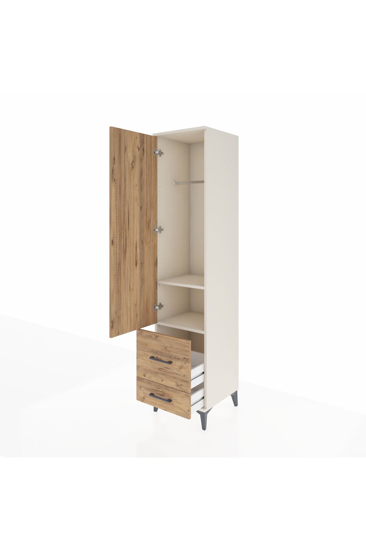 Hyperion Dolap 2 Raflı 2 Çekmeceli Tek Askılı 44x44x195 Aytaşı-Çam