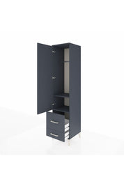 Hyperion Dolap 2 Raflı 2 Çekmeceli Tek Askılı 44x44x195 Antrasit-Antrasit