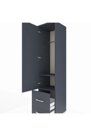 Hyperion Dolap 2 Raflı 2 Çekmeceli Tek Askılı 44x44x195 Antrasit-Antrasit