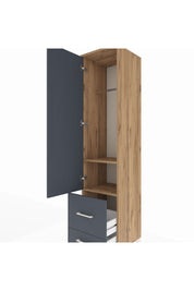 Hyperion Dolap 2 Raflı 2 Çekmeceli Tek Askılı 44x44x195 Çam-Antrasit