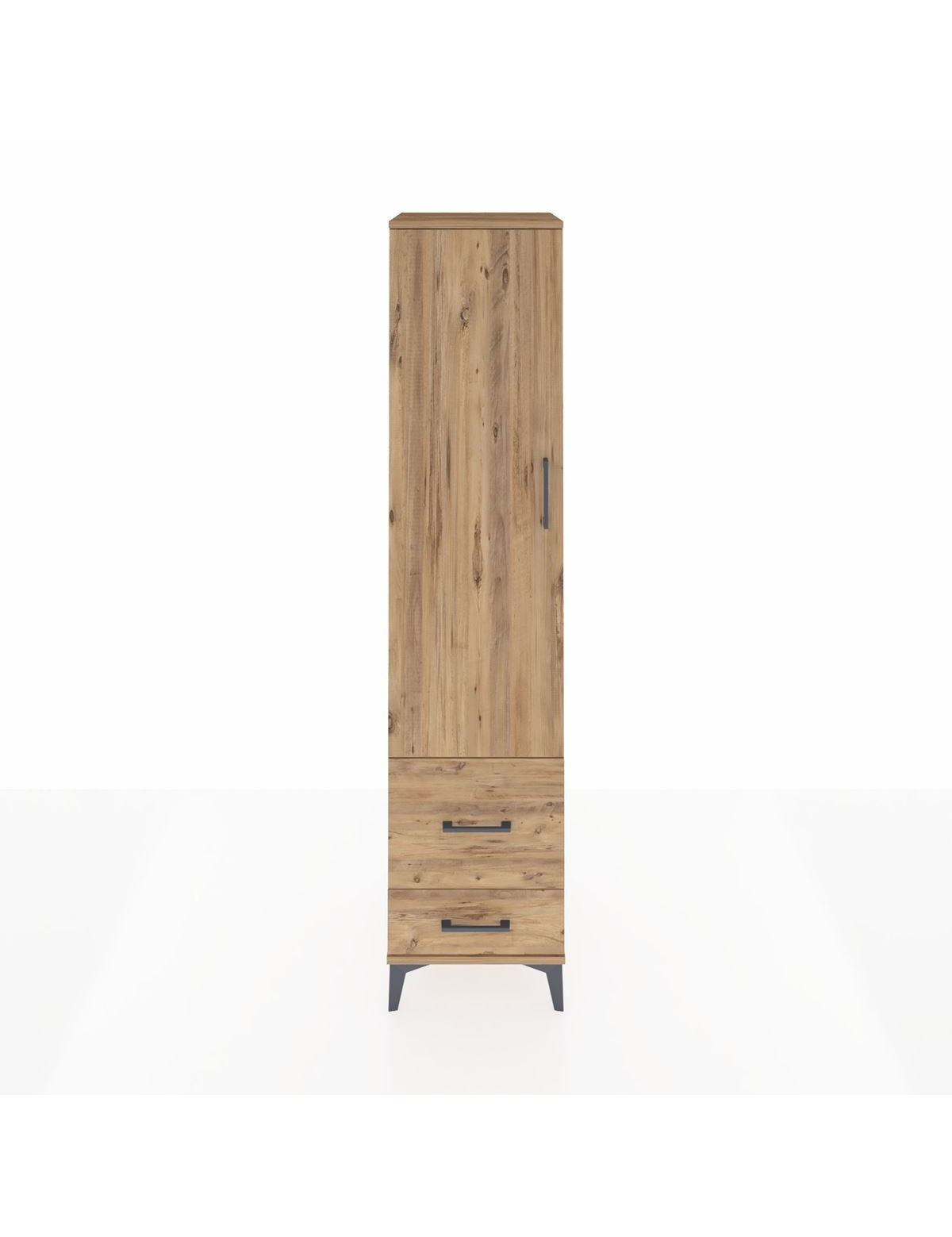 Hyperion Dolap 2 Raflı 2 Çekmeceli Tek Askılı 44x44x195 Çam-Çam