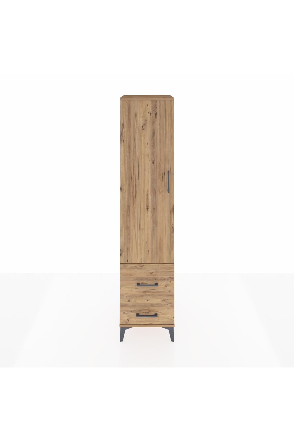 Hyperion Dolap 2 Raflı 2 Çekmeceli Tek Askılı 44x44x195 Çam-Çam