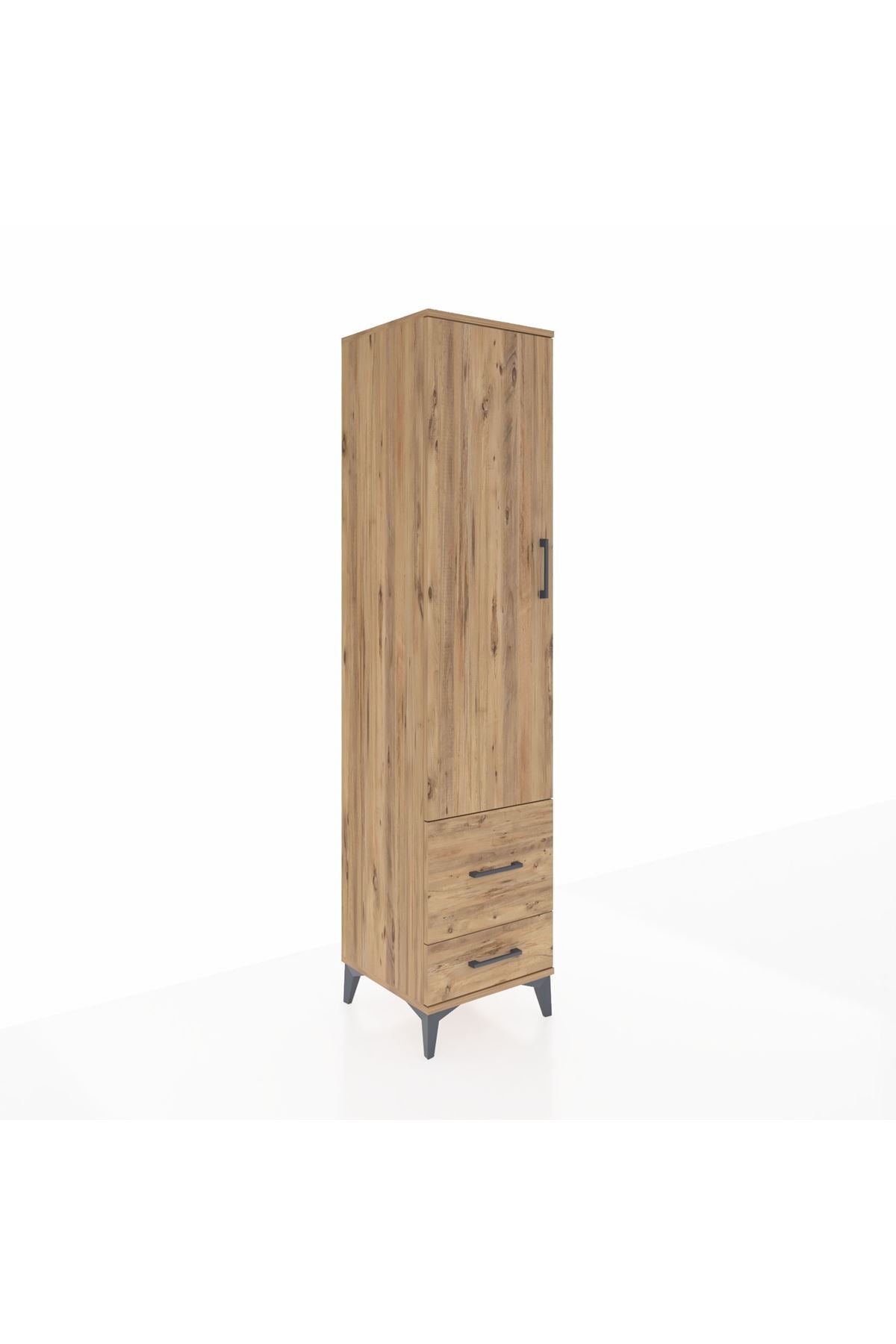 Hyperion Dolap 2 Raflı 2 Çekmeceli Tek Askılı 44x44x195 Çam-Çam