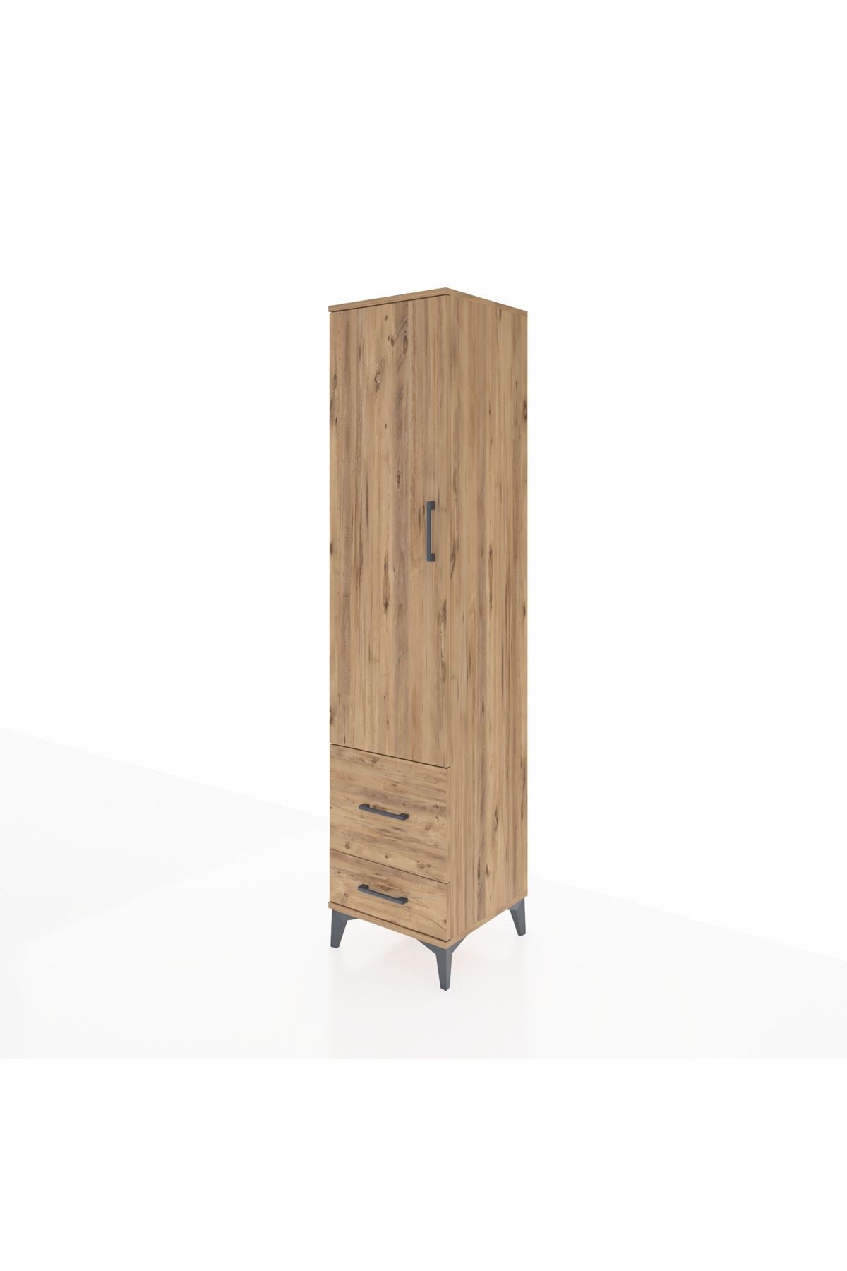 Hyperion Dolap 2 Raflı 2 Çekmeceli Tek Askılı 44x44x195 Çam-Çam