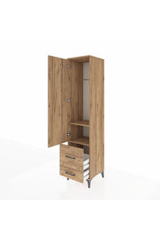 Hyperion Dolap 2 Raflı 2 Çekmeceli Tek Askılı 44x44x195 Çam-Çam