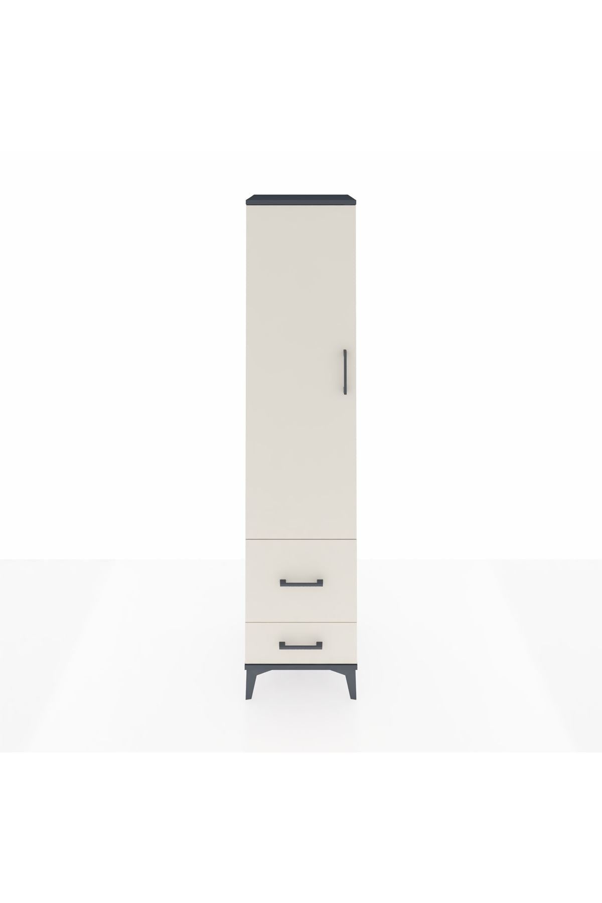 Hyperion Dolap 4 Raflı 2 Çekmeceli Tek Kapaklı 44x44x195 Antrasit-Aytaşı