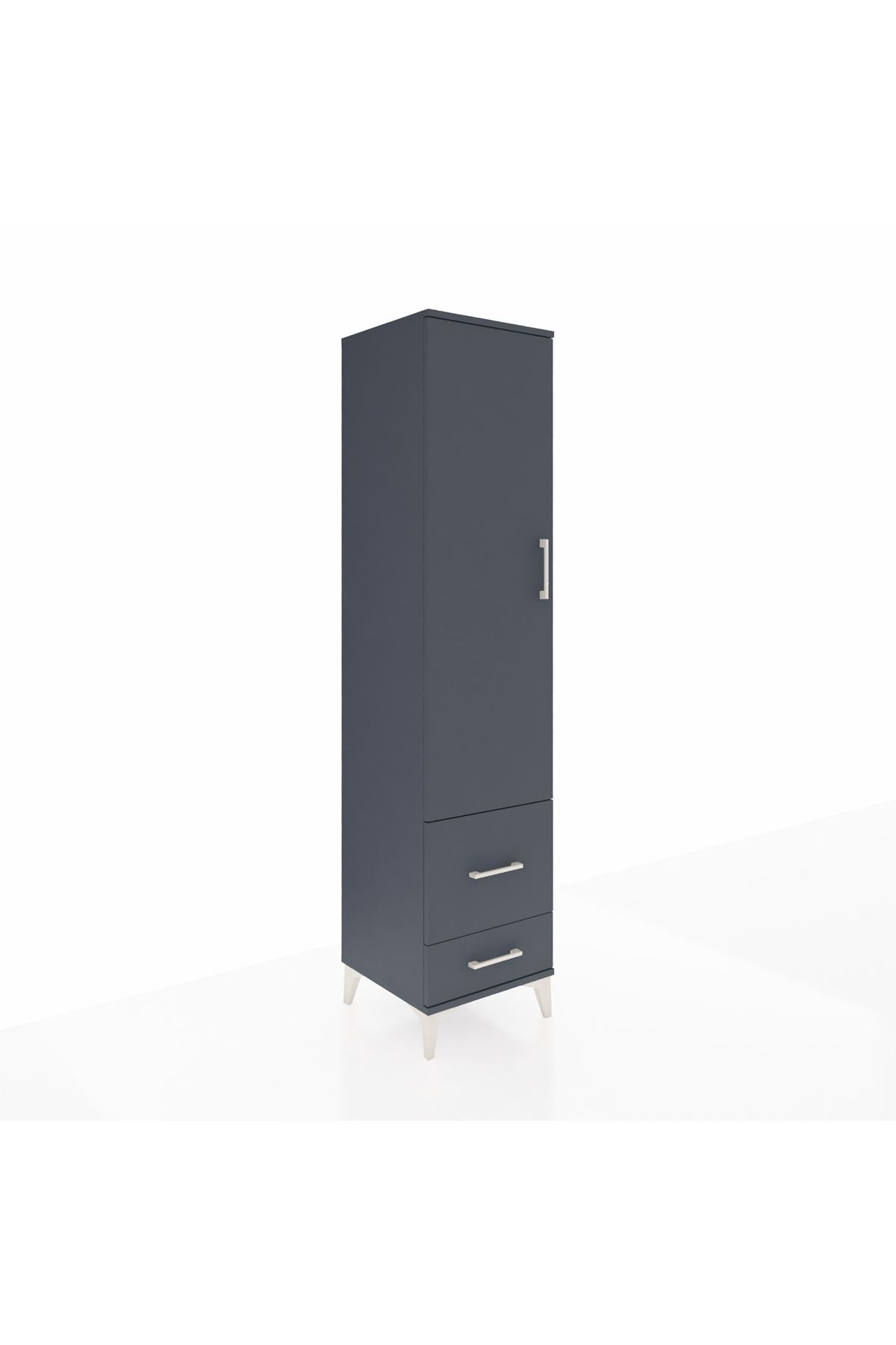 Hyperion Dolap 4 Raflı 2 Çekmeceli Tek Kapaklı 44x44x195 Antrasit-Antrasit