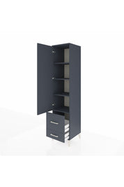 Hyperion Dolap 4 Raflı 2 Çekmeceli Tek Kapaklı 44x44x195 Antrasit-Antrasit