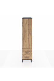 Hyperion Dolap 4 Raflı 2 Çekmeceli Tek Kapaklı 44x44x195 Antrasit-Çam