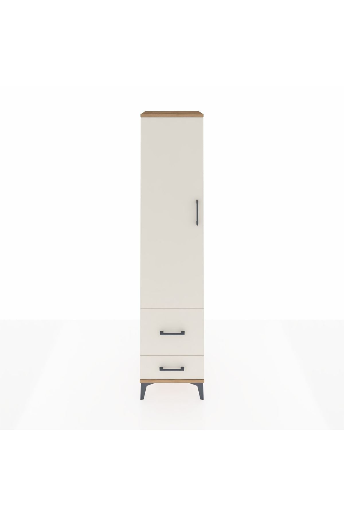 Hyperion Dolap 4 Raflı 2 Çekmeceli Tek Kapaklı 44x44x195 Çam-Aytaşı