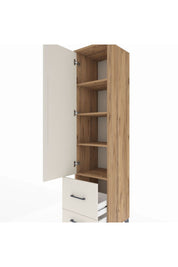 Hyperion Dolap 4 Raflı 2 Çekmeceli Tek Kapaklı 44x44x195 Çam-Aytaşı