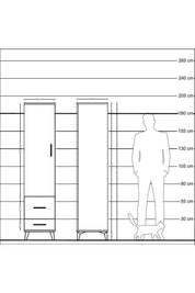 Hyperion Dolap 4 Raflı 2 Çekmeceli Tek Kapaklı 44x44x195 Çam-Aytaşı