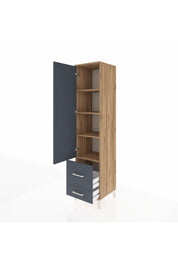 Hyperion Dolap 4 Raflı 2 Çekmeceli Tek Kapaklı 44x44x195 Çam-Antrasit