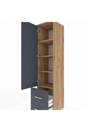 Hyperion Dolap 4 Raflı 2 Çekmeceli Tek Kapaklı 44x44x195 Çam-Antrasit