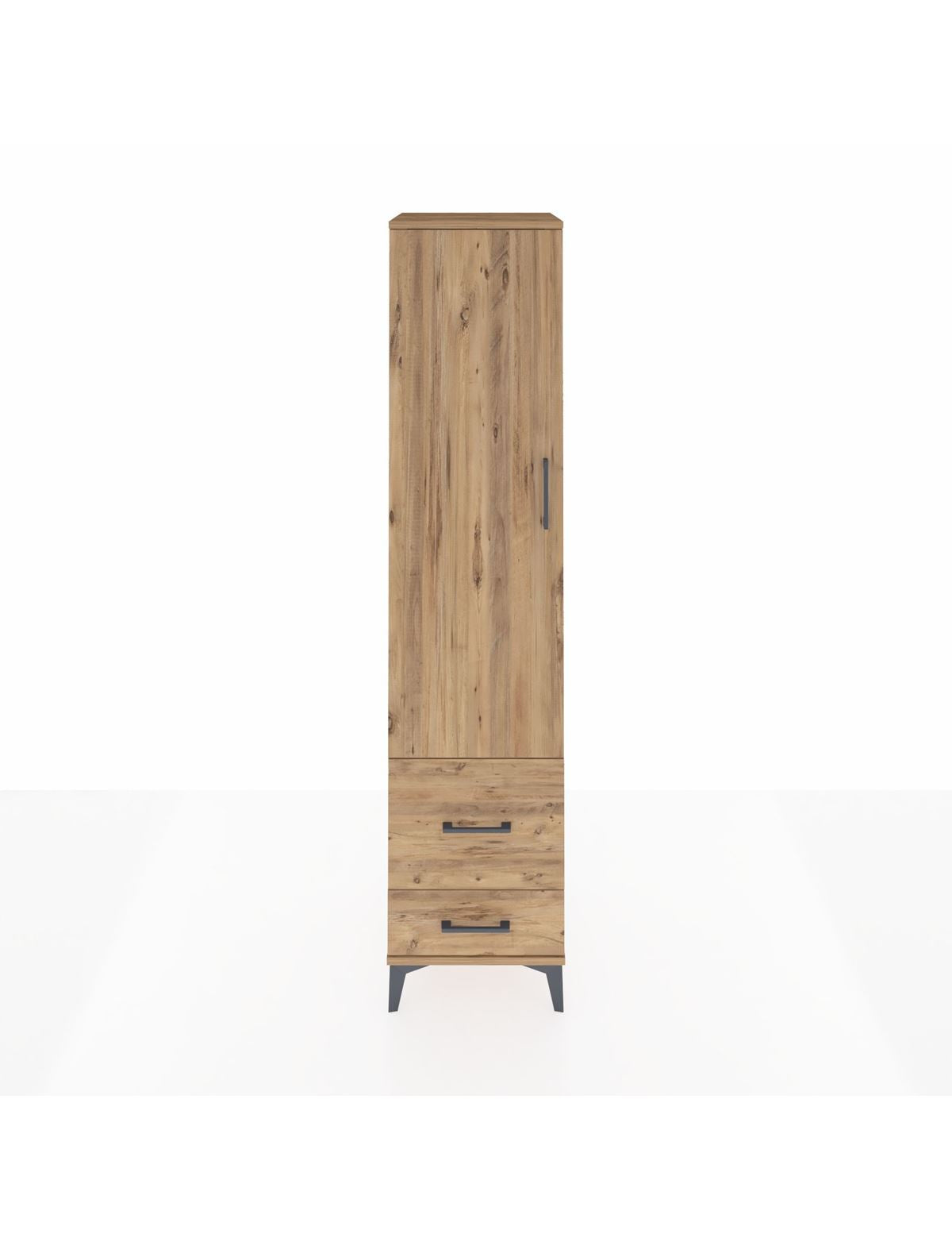 Hyperion Dolap 4 Raflı 2 Çekmeceli Tek Kapaklı 44x44x195 Çam-Çam