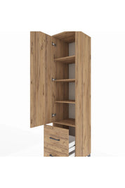 Hyperion Dolap 4 Raflı 2 Çekmeceli Tek Kapaklı 44x44x195 Çam-Çam