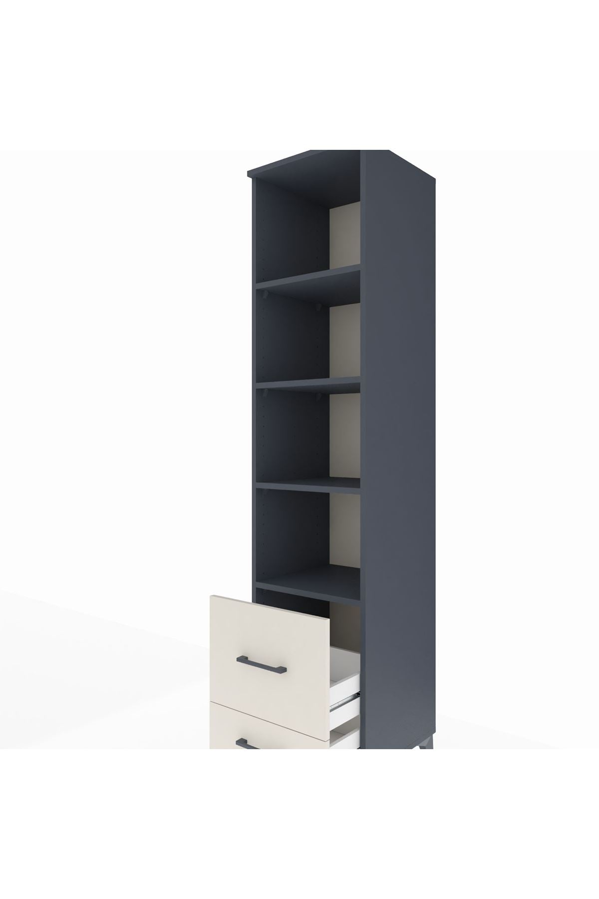 Hyperion Dolap 4 Raflı 2 Çekmeceli 44x44x195 Antrasit-Aytaşı