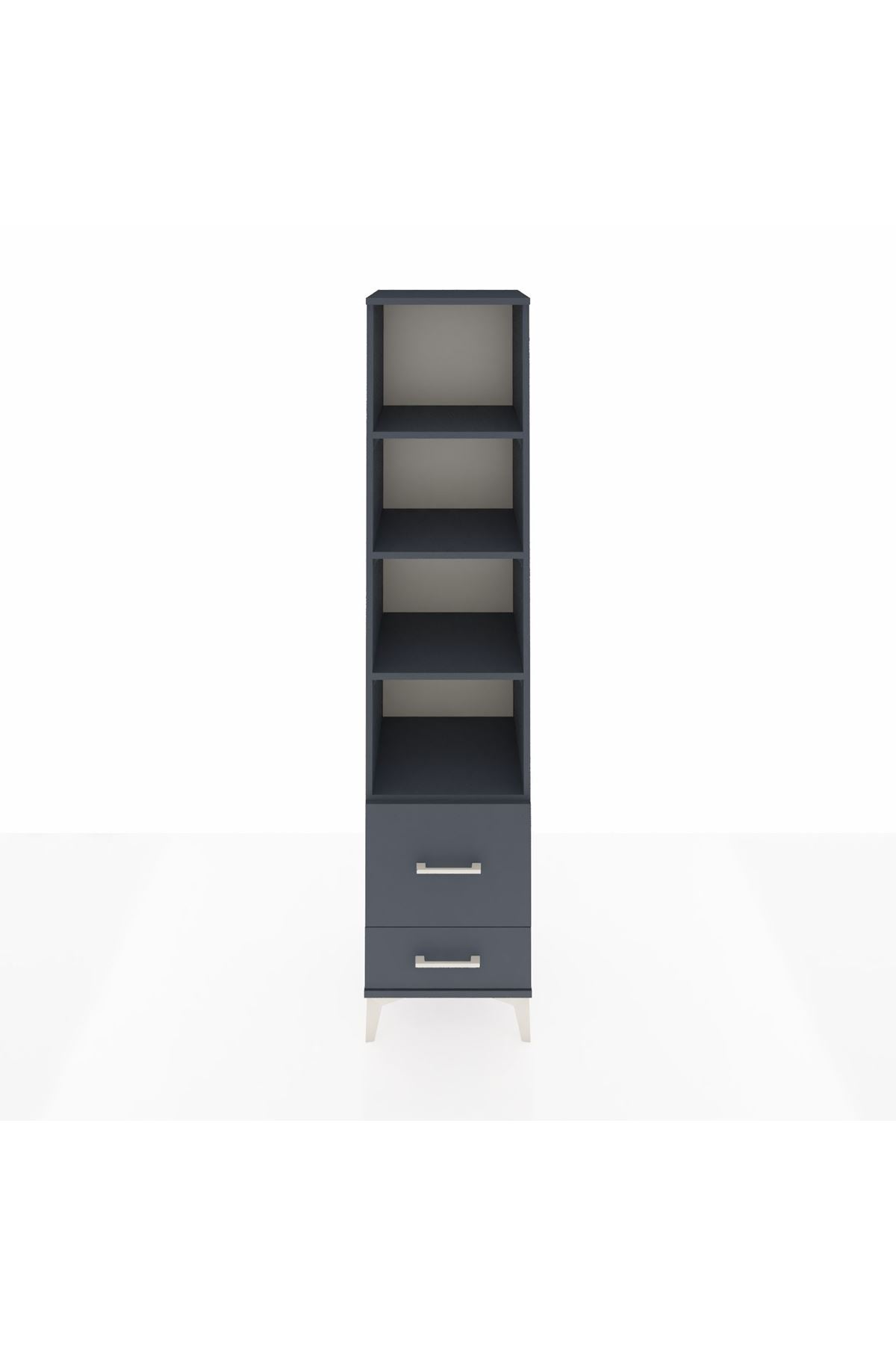 Hyperion Dolap 4 Raflı 2 Çekmeceli 44x44x195 Antrasit-Antrasit