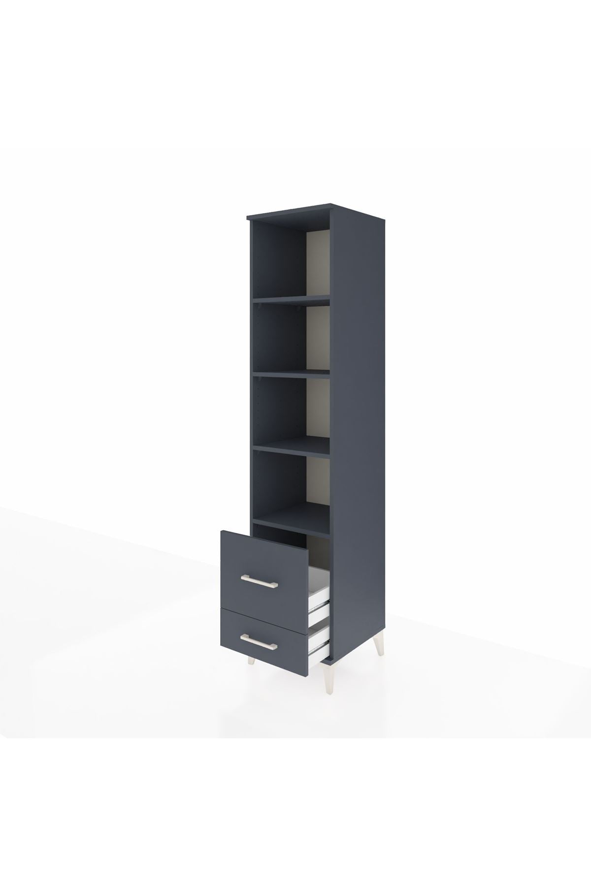 Hyperion Dolap 4 Raflı 2 Çekmeceli 44x44x195 Antrasit-Antrasit