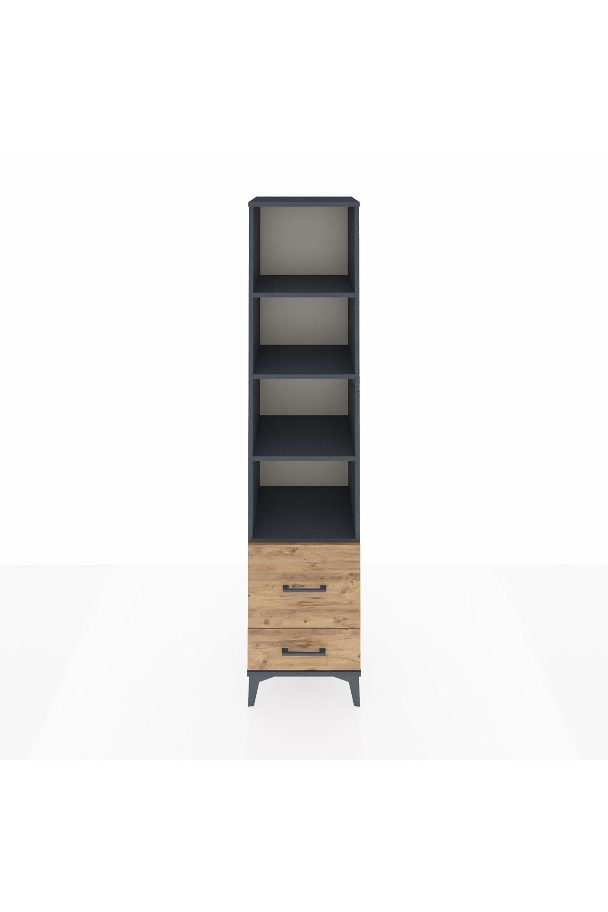 Hyperion Dolap 4 Raflı 2 Çekmeceli 44x44x195 Antrasit-Çam