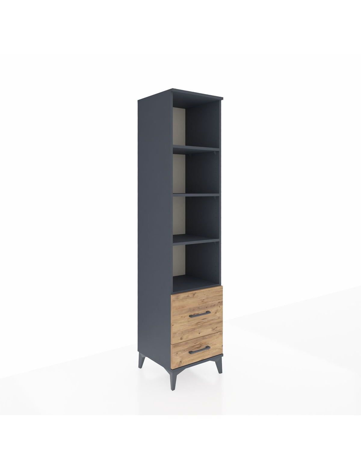 Hyperion Dolap 4 Raflı 2 Çekmeceli 44x44x195 Antrasit-Çam