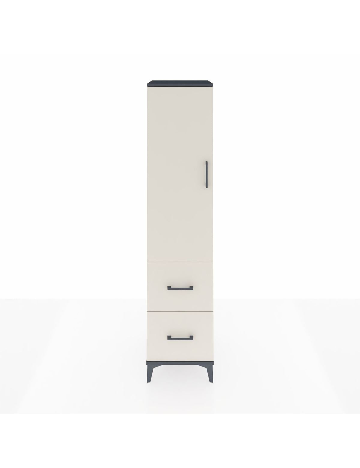 Hyperion Dolap 2 Raflı 2 Çekmeceli Tek Askılı 44x44x195 Antrasit-Aytaşı