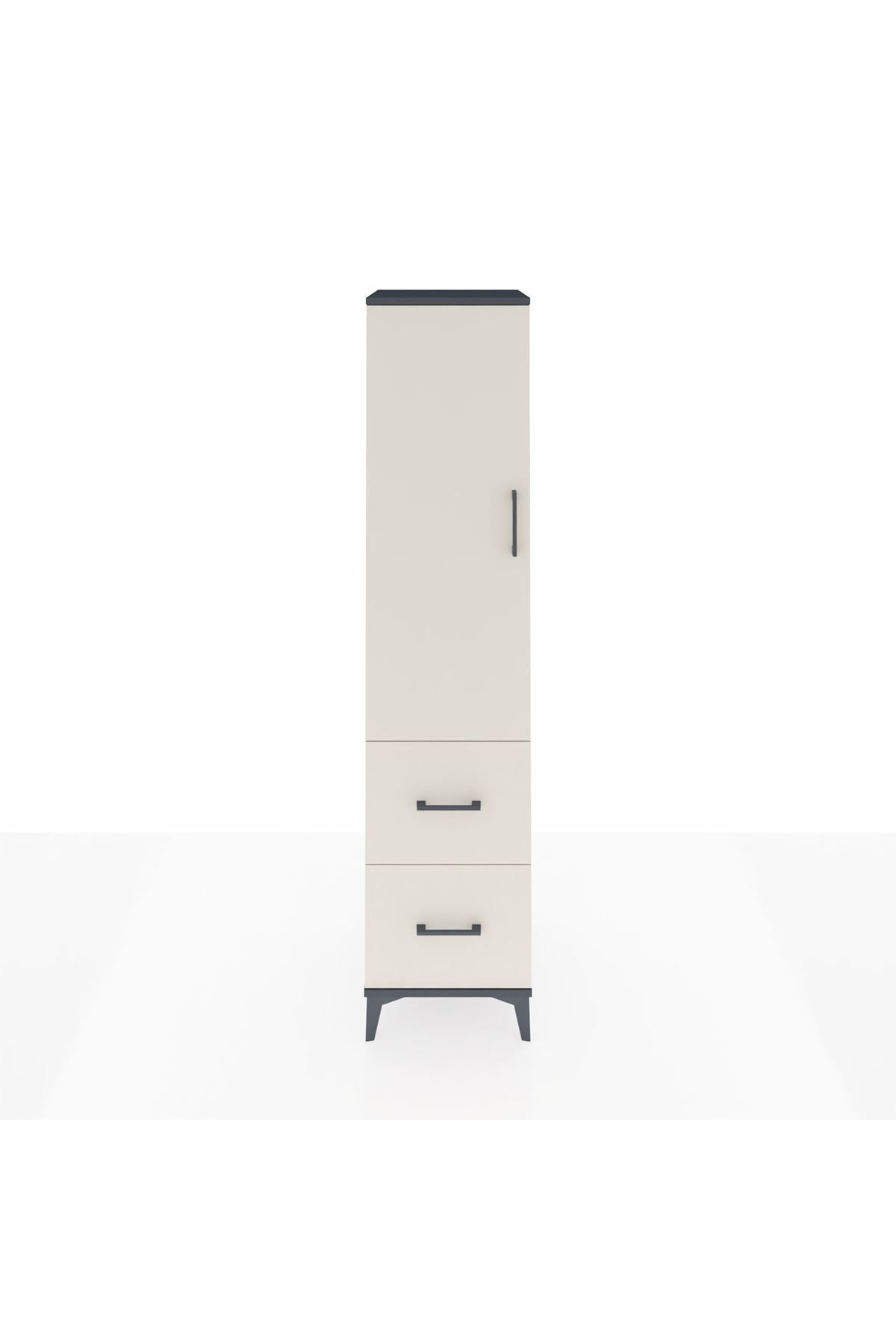 Hyperion Dolap 2 Raflı 2 Çekmeceli Tek Askılı 44x44x195 Antrasit-Aytaşı