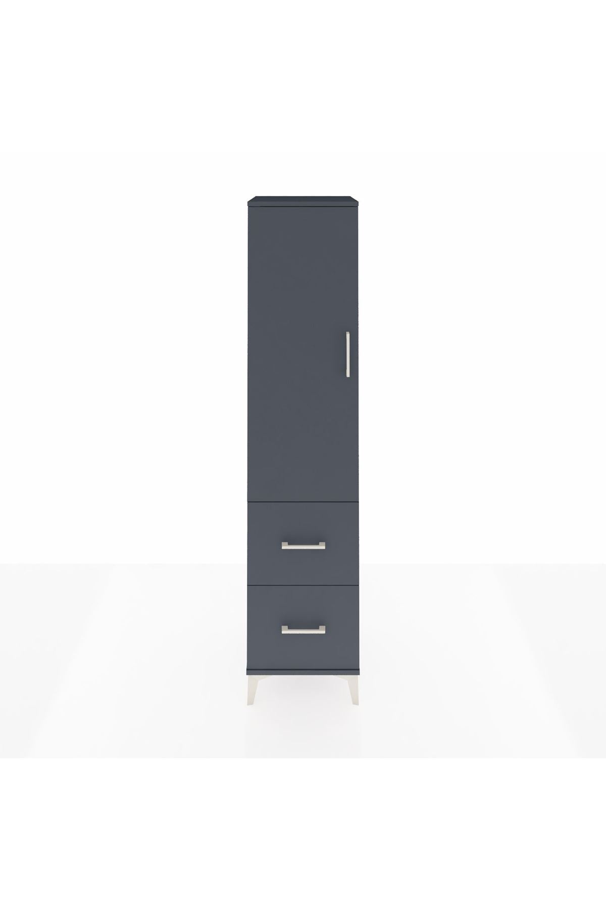 Hyperion Dolap 2 Raflı 2 Çekmeceli Tek Askılı 44x44x195 Antrasit-Antrasit