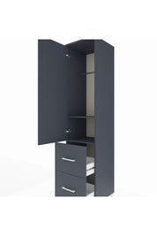 Hyperion Dolap 2 Raflı 2 Çekmeceli Tek Askılı 44x44x195 Antrasit-Antrasit