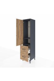 Hyperion Dolap 2 Raflı 2 Çekmeceli Tek Askılı 44x44x195 Antrasit-Çam