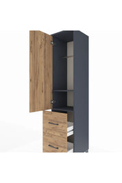Hyperion Dolap 2 Raflı 2 Çekmeceli Tek Askılı 44x44x195 Antrasit-Çam