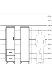 Hyperion Dolap 2 Raflı 2 Çekmeceli Tek Askılı 44x44x195 Antrasit-Çam