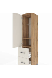 Hyperion Dolap 2 Raflı 2 Çekmeceli Tek Askılı 44x44x195 Çam-Aytaşı