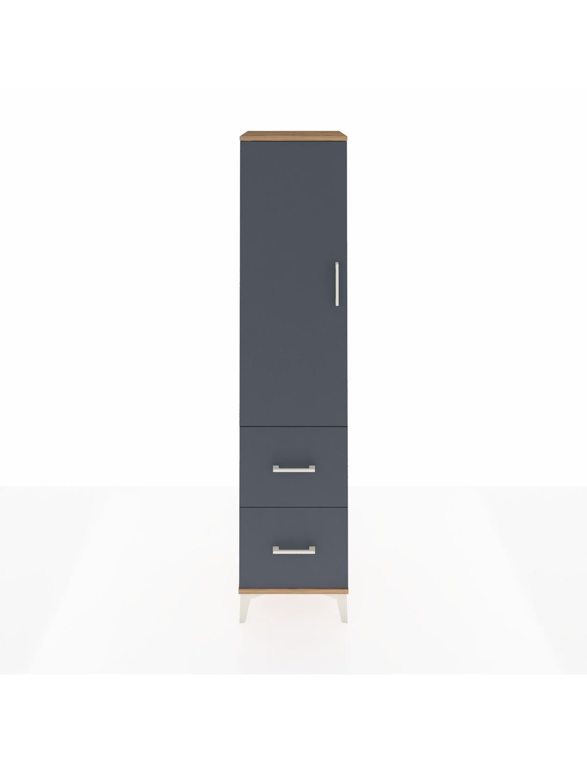 Hyperion Dolap 2 Raflı 2 Çekmeceli Tek Askılı 44x44x195 Çam-Antrasit