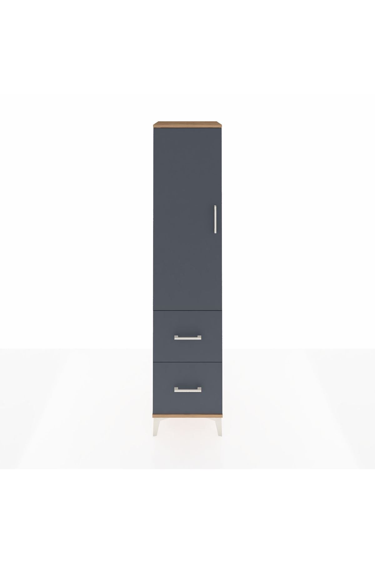 Hyperion Dolap 2 Raflı 2 Çekmeceli Tek Askılı 44x44x195 Çam-Antrasit