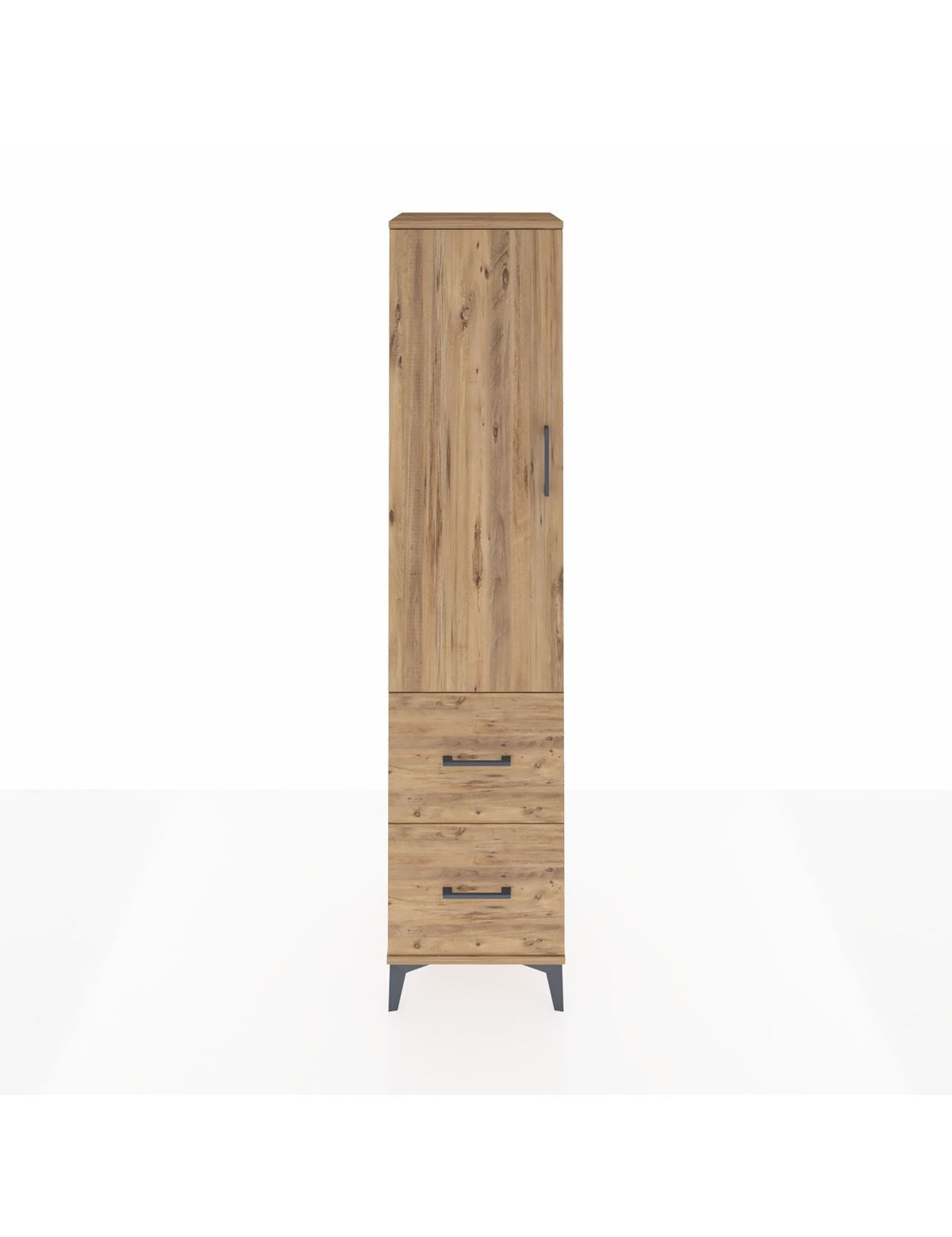 Hyperion Dolap 2 Raflı 2 Çekmeceli Tek Askılı 44x44x195 Çam-Çam