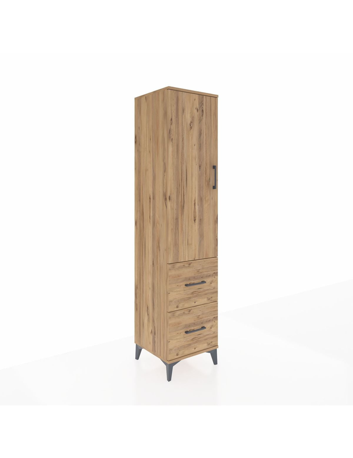 Hyperion Dolap 2 Raflı 2 Çekmeceli Tek Askılı 44x44x195 Çam-Çam