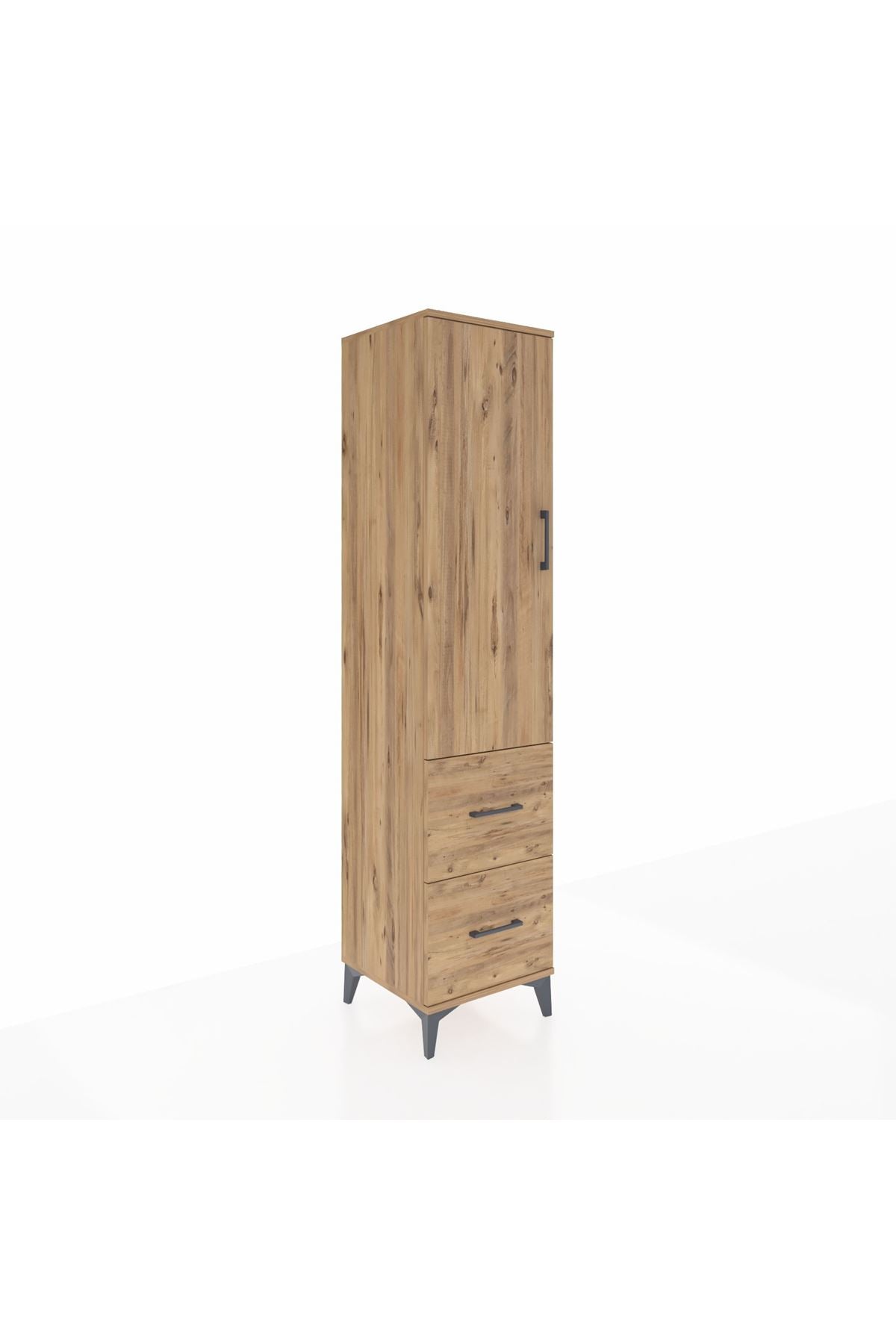 Hyperion Dolap 2 Raflı 2 Çekmeceli Tek Askılı 44x44x195 Çam-Çam