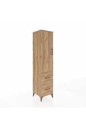 Hyperion Dolap 2 Raflı 2 Çekmeceli Tek Askılı 44x44x195 Çam-Çam