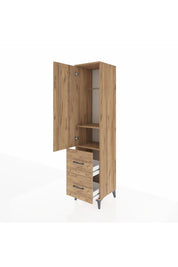 Hyperion Dolap 2 Raflı 2 Çekmeceli Tek Askılı 44x44x195 Çam-Çam