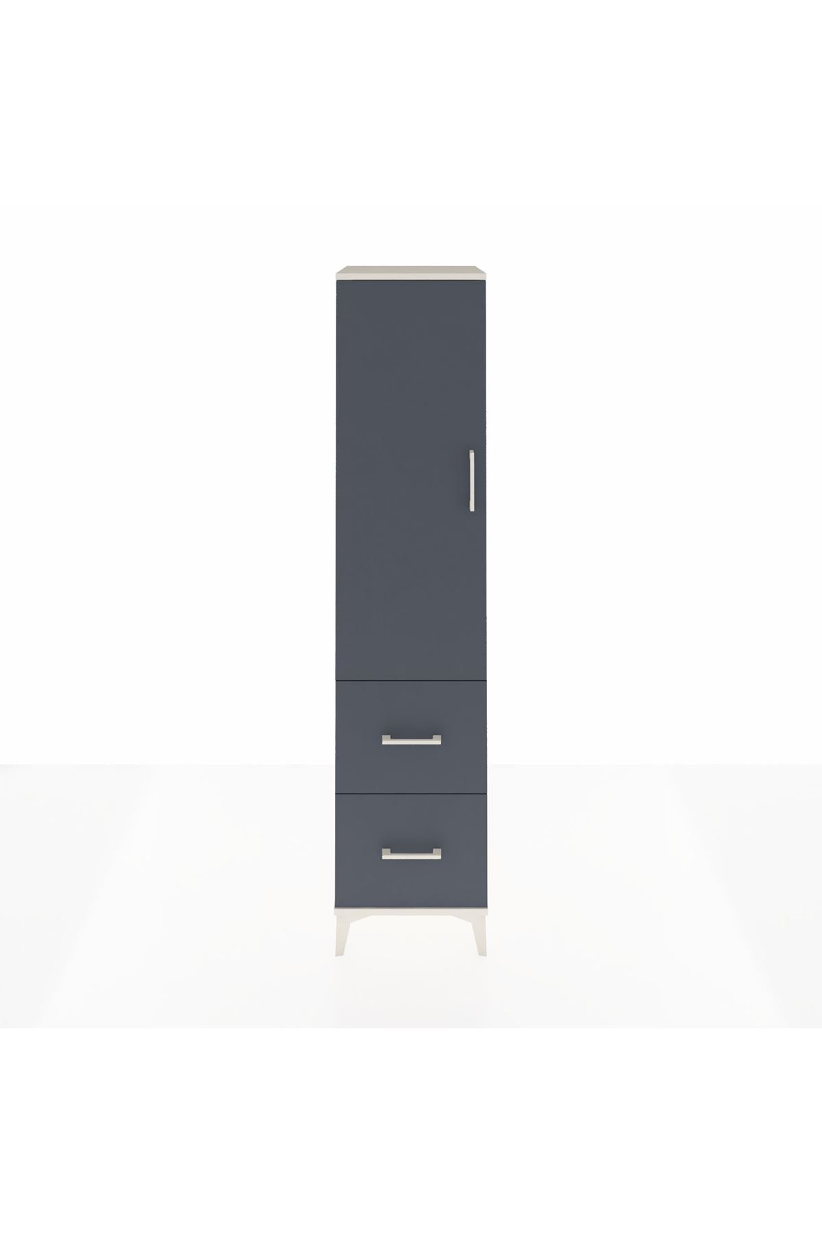 Hyperion Dolap 4 Raflı 2 Çekmeceli Tek Kapaklı 44x44x195 Aytaşı-Antrasit