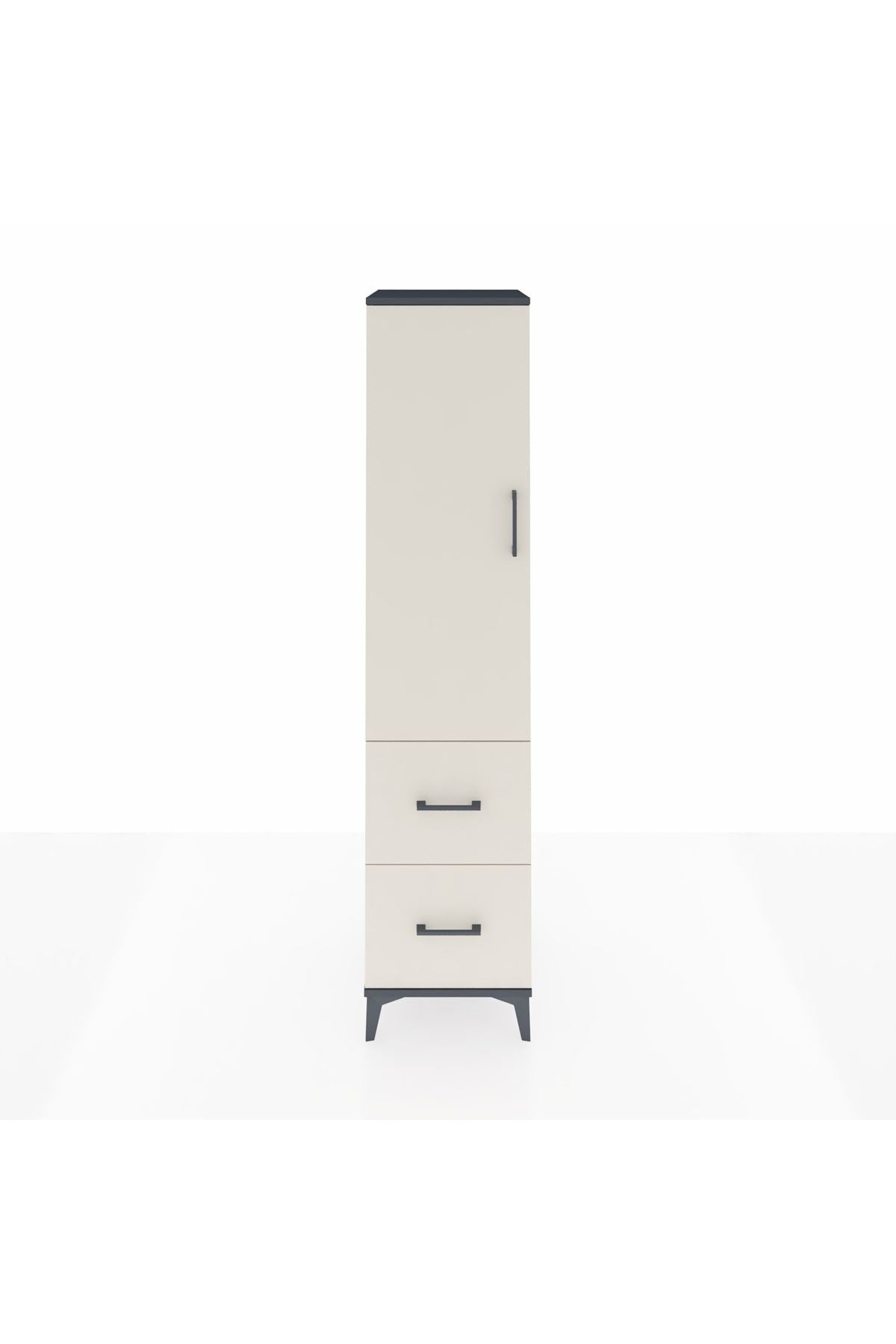 Hyperion Dolap 4 Raflı 2 Çekmeceli Tek Kapaklı 44x44x195 Antrasit-Aytaşı