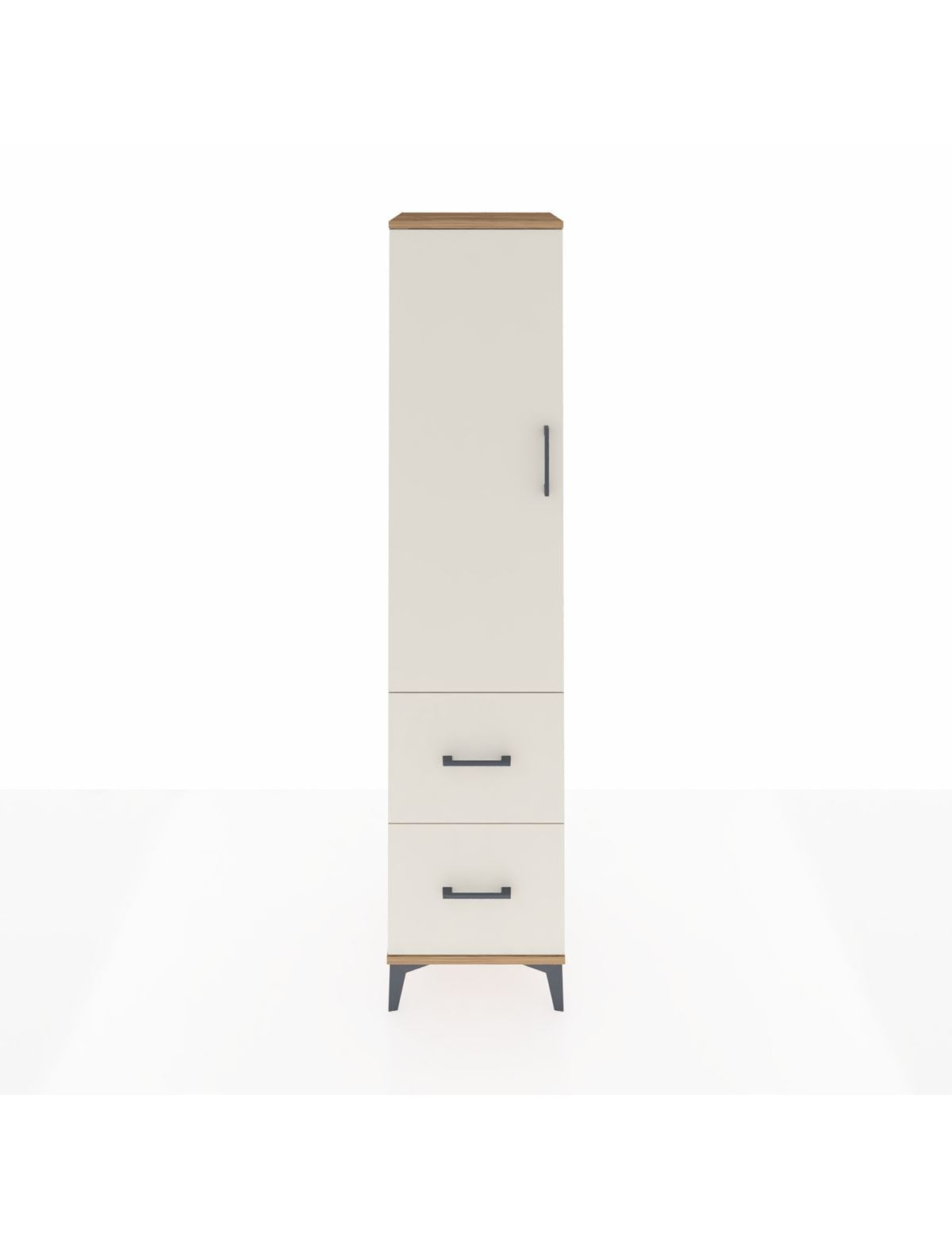 Hyperion Dolap 4 Raflı 2 Çekmeceli Tek Kapaklı 44x44x195 Çam-Aytaşı