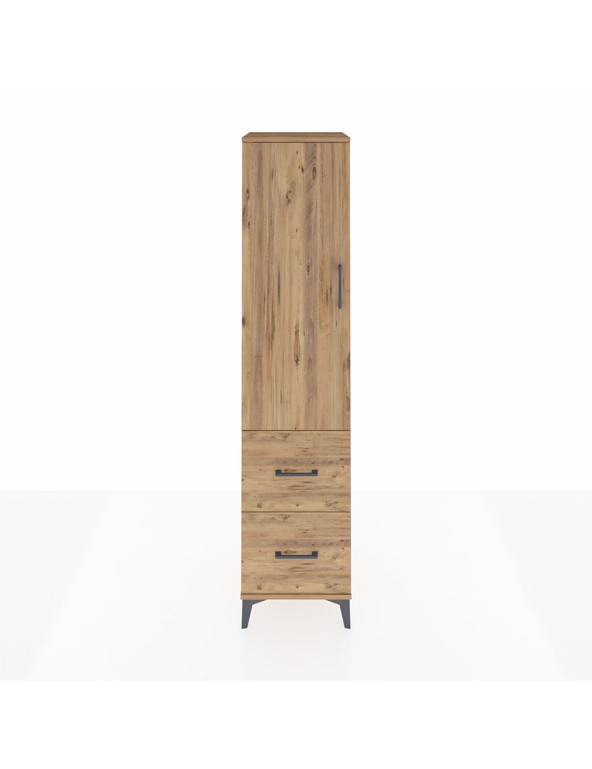 Hyperion Dolap 4 Raflı 2 Çekmeceli Tek Kapaklı 44x44x195 Çam-Çam