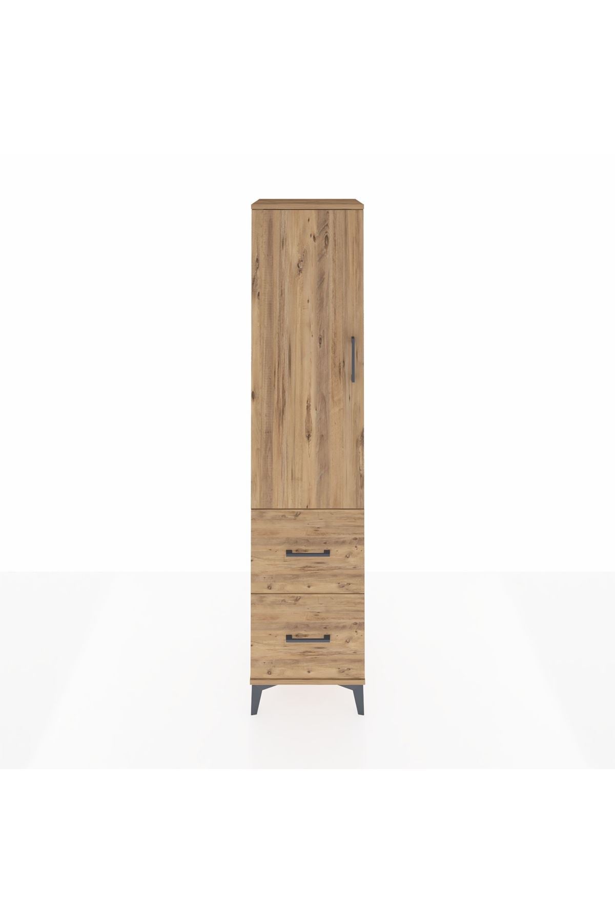 Hyperion Dolap 4 Raflı 2 Çekmeceli Tek Kapaklı 44x44x195 Çam-Çam