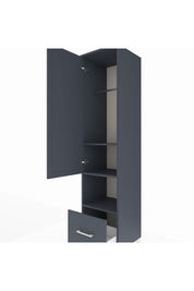 Hyperion Dolap 3 Raflı Tek Çekmeceli Tek Askılı 44x44x195 Antrasit-Antrasit