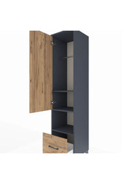 Hyperion Dolap 3 Raflı Tek Çekmeceli Tek Askılı 44x44x195 Antrasit-Çam