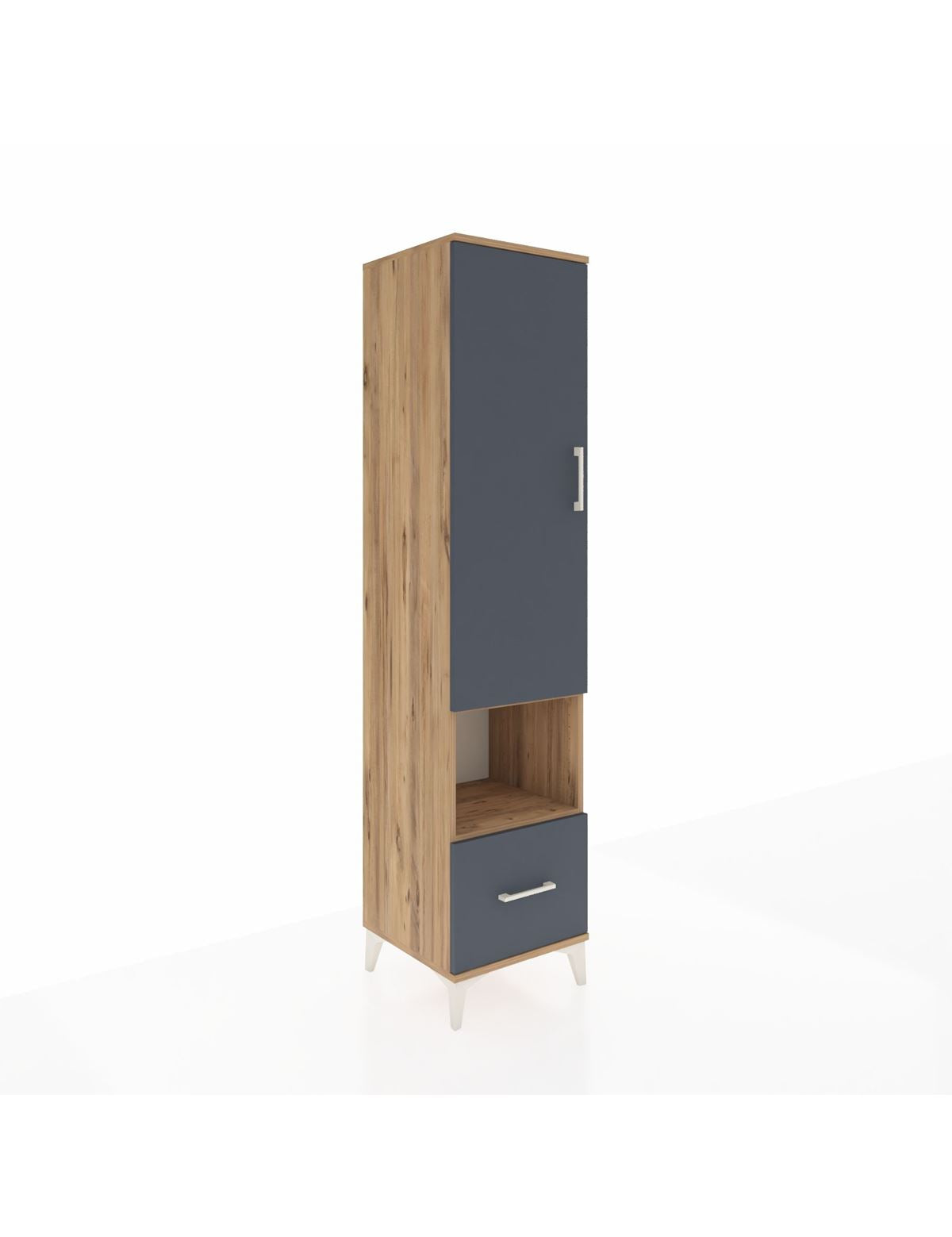 Hyperion Dolap 3 Raflı Tek Çekmeceli Tek Askılı 44x44x195 Çam-Antrasit