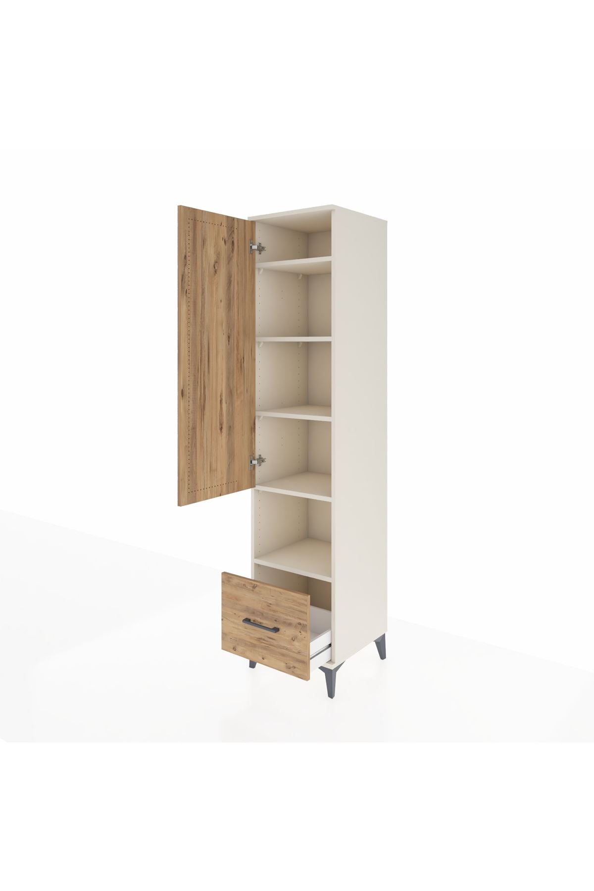 Hyperion Dolap 5 Raflı Tek Çekmeceli Tek Kapaklı 44x44x195 Aytaşı-Çam