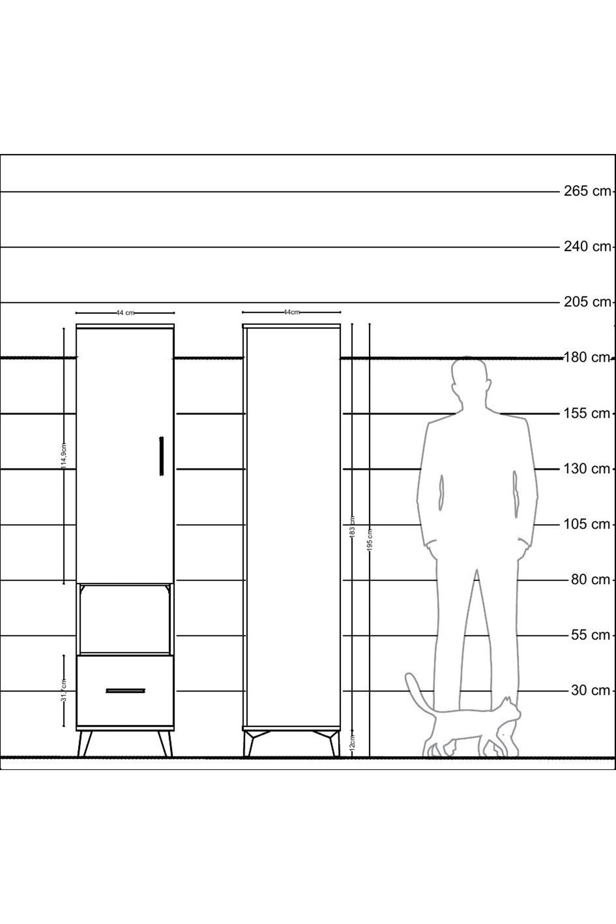 Hyperion Dolap 5 Raflı Tek Çekmeceli Tek Kapaklı 44x44x195 Antrasit-Aytaşı